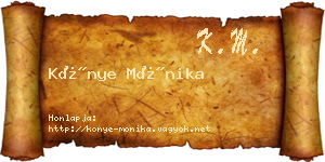 Könye Mónika névjegykártya